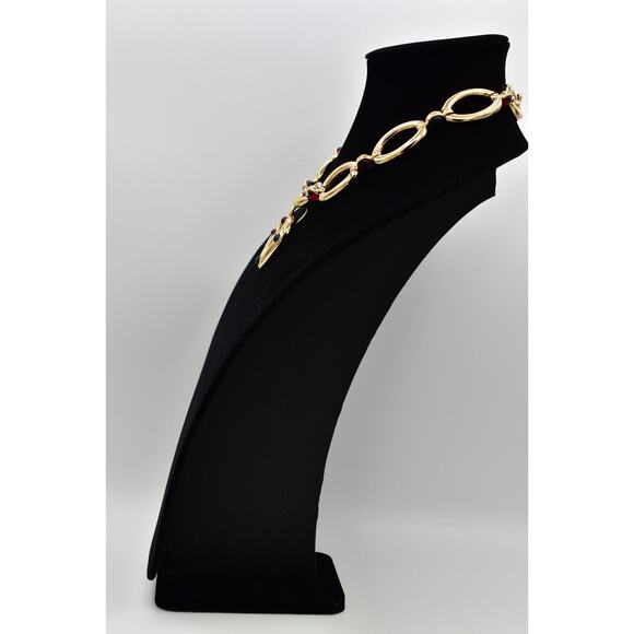 Givenchy Vintage Cabochon Heart Collar Necklace Crystal Chunky RARE Signed Bin7B - Picture 11 of 16